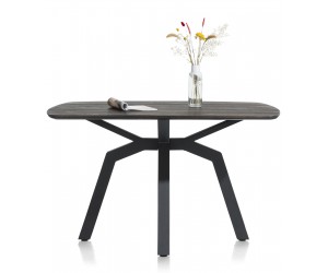 Table de bar ovale contemporaine en métal noir et bois gris anthracite