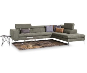 Canapé d'angle contemporain cuir vert sauge