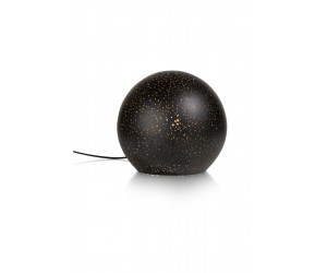 Lampe à poser en forme de boule noire perforée