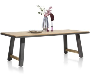 Table de repas fixe plateau bois et pieds noirs
