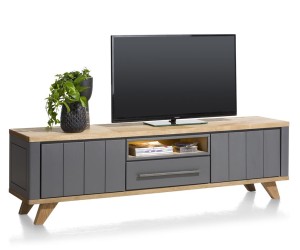 Meuble TV 210cm bois et anthracite
