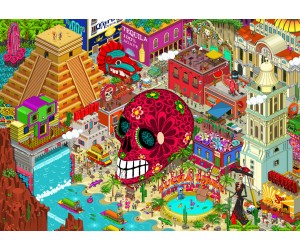 Tableau coloré Mexico pixel art