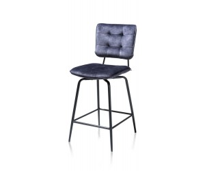 Chaise de bar tissu velours pieds métalliques noirs