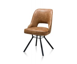 Chaise contemporaine cuir couleur cognac