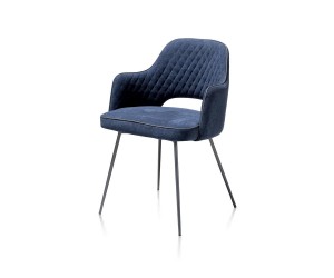 Chaise fauteuil en tissu bleu foncé