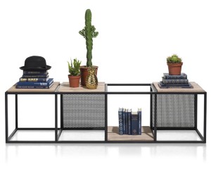 étagère industrielle métal noir et bois de kikar