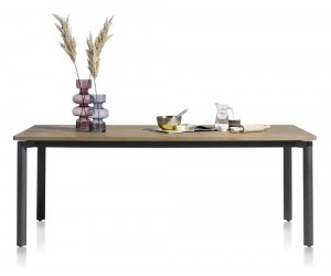 Table de repas fixe plateau bois et pieds en métal gris anthracite