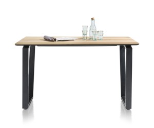 Table de bar moderne et robuste avec bois de chêne et métal