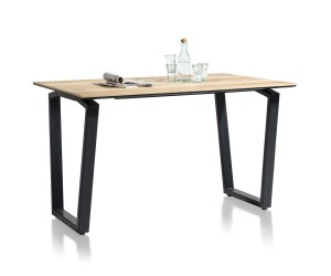 Table de bar moderne et robuste avec bois de chêne et métal