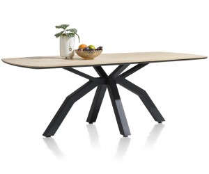 Table de repas conviviale bois de chêne et pied central en métal noir