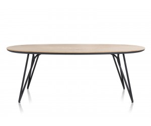 Table à manger ovale scandinave plateau en placage bois de chêne