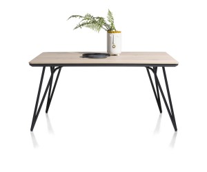 Table à manger scandinave bois de chêne et métal noir