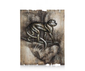 Peinture singe dans la jungle sur panneau de bois