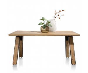 Table robuste et industrielle en bois de kikar massif pour 6 personnes