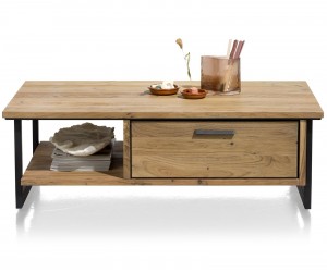 Table basse en bois de kikar massif au style industriel