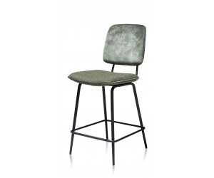 Chaise de bar minimaliste et rétro en tissu olive
