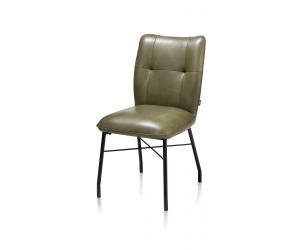 Chaise contemporaine et confortable en cuir vert olive