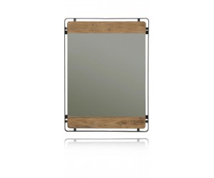 Miroir rectangulaire en bois de kikar et métal anthracite