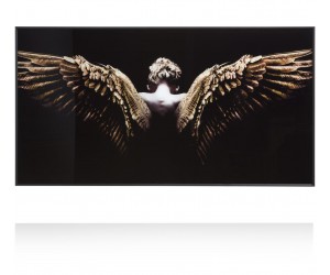 Large tableau noir représentant une femme avec des ailes d'ange