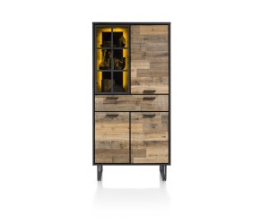Armoire style industriel en bois et métal avec éclairage LED