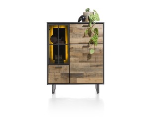 Buffet haut style industriel en bois et métal noir