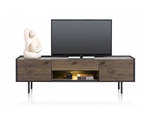 Meuble TV minimaliste et authentique en bois de chêne foncé