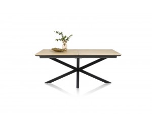 Table à rallonge contemporaine et industrielle bois de chêne claire