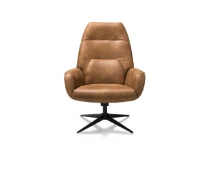 Fauteuil de relaxation pivotant en cuir marron
