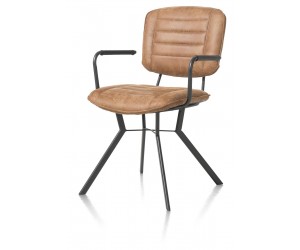 Chaise-fauteuil contemporaine et industrielle en tissu marron cognac