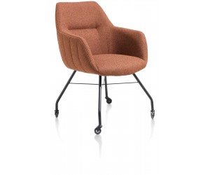 Chaise fauteuil sur roulettes moderne et chaleureuse en tissu terracotta