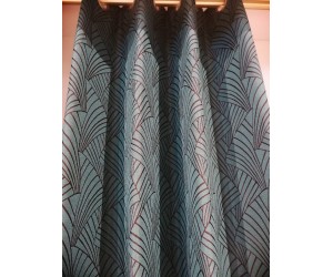 Rideau moderne en tissu bleu imprimé géométrique
