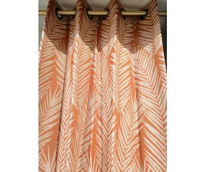 Rideau en coton orange imprimé feuilles de palme