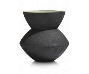 Vase contemporain en céramique noir mat