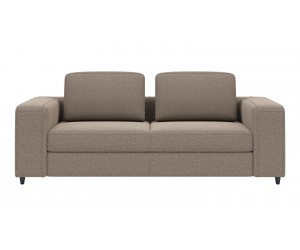 Canapé 2 places en tissu gris avec dossier modulable et accoudoirs