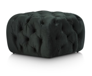 Pouf style chic capitonné velours vert forêt