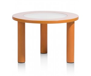 Table d'appoint en bois orange forme ronde style rétro