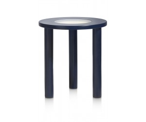 Table d'appoint ronde en bois bleu style rétro