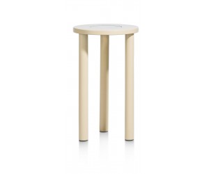 Table d'appoint ronde en bois beige style rétro
