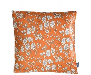 Coussin orange motifs fleurs