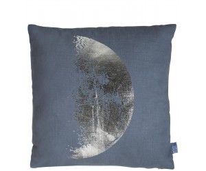 Coussin gris anthracite 100% coton motif demi-lune