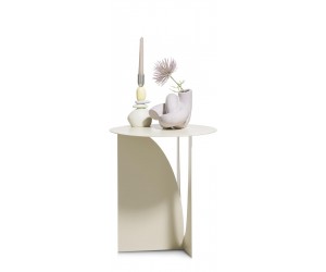 Table d'appoint design en métal beige