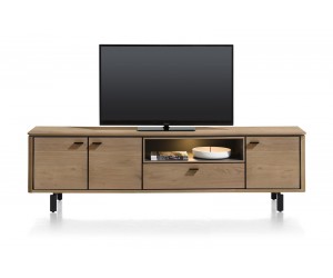 Grand meuble tv moderne en bois de chêne naturel aux veines apparentes