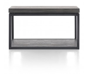 niche moderne encadrement métallique et plateforme en bois gris anthracite