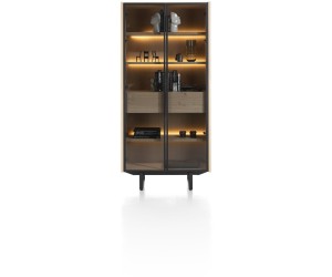 Vitrine moderne et chaleureuse vitres teintées et bois de chêne naturel