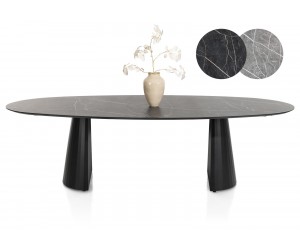 table ellipse moderne avec plateau en marbre