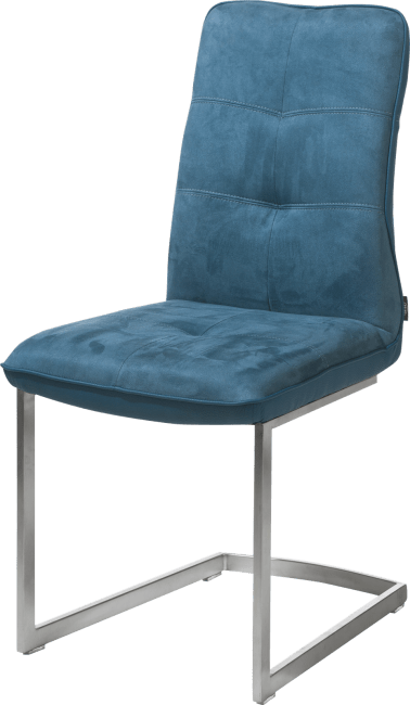 Chaise pied traineau en tissu bleu