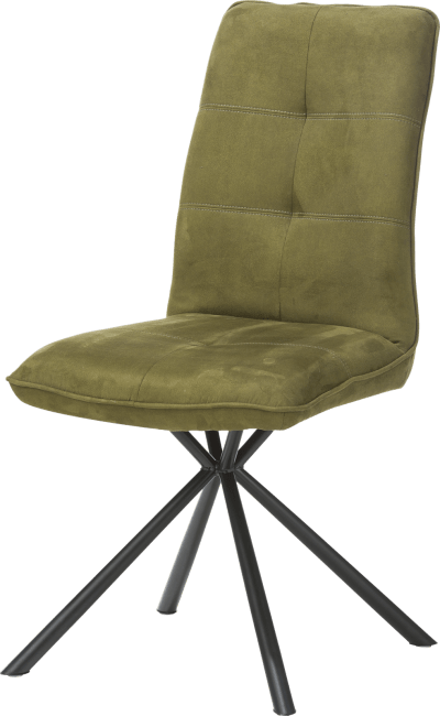 Chaise pied métal noir en velours vert