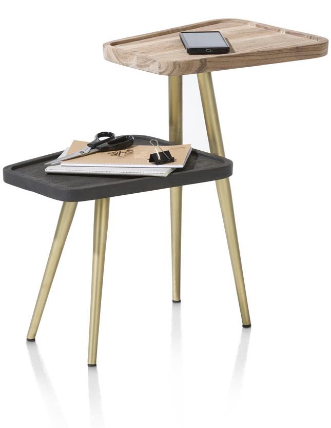 table d'appoint tendance double plateau pieds gold