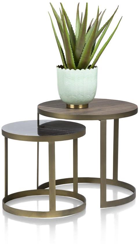 Table d'appoint gigogne noir marron gold