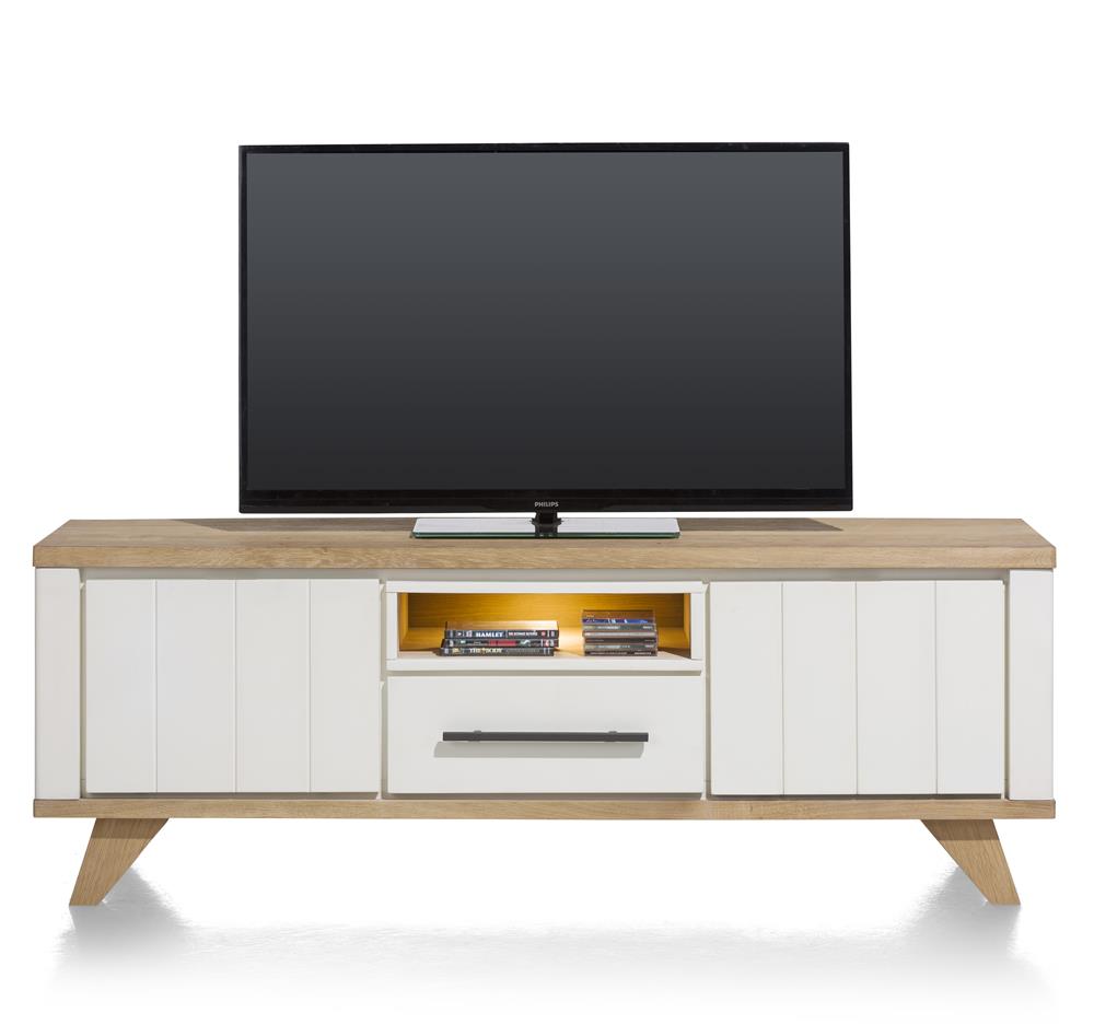 Meuble TV 170cm bois et blanc
